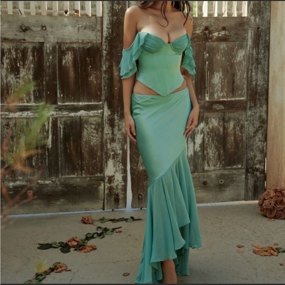 HOUSE OF CB 'Isabella' Jade Ruffle Sleeve Corset NWOT - Picture 6 of 15